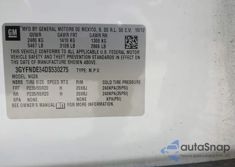 2013 Cadillac Srx Performance Collection from USA, damaged, VIN 3GYFNDE34DS530275